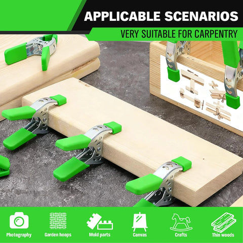 Swanlake 6-inch heavy-duty metal spring clamps with green pads, 2.4-inch jaw opening