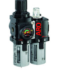 Air Filter Regulator Lubricator Combo No Fuss With One Quarter Inch NPT Port Five Micron Filtration High Flow Performance For Pneumatic Systems Durable Piggyback FRL Unit
