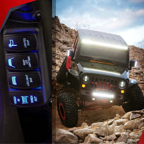 LED Light Bar Wiring Harness Kit Beefed Up Heavy Duty 14 AWG 12V with 3 Leads installed in off-road vehicle