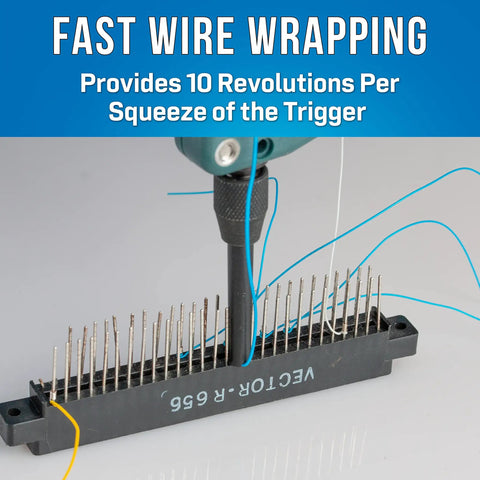 Lexan Wire Wrapping Tool G200 R3278 demonstrating 10 revolutions per squeeze on electronics connector.