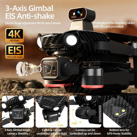Close-up of the Next Gen Pro Drone With 4K Camera 360 Obstacle Avoidance 3 Axis Gimbal Payload Release 5 Mile Range Dual Batteries