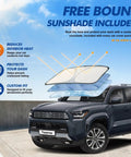 Tough As Nails All Weather Waterproof Car Cover with sunshade, shown with layers, for Toyota Highlander and similar SUVs.