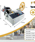 Hot And Cold Webbing Cutting Machine With 5 Inch LCD Display For Elastic Bands Ribbons Nylon Webbing Cut Multiple Strips At Once Max 103Mm Wide 1-3Mm Thick Pro Level Cutter For DIY Crafting And Textile Projects, side view measurements