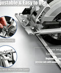 Adjustable Circular Saw Guide Rail With Bullseye Accurate 20 Inch Positioning Calipers for precise cuts and easy adjustments on circular saws.