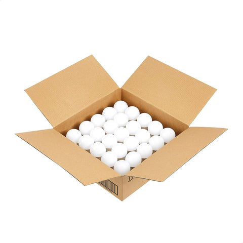 Open box containing 50 soft white LED bulbs, 60 Watt Equivalent LED Bulbs Pack of 50 Soft White 800 Lumens Dimmable Energy Star and California Compliant E26 Base A19 Light Bulbs for Home Instant Brightness and Cozy Ambiance in Living Rooms and Offices