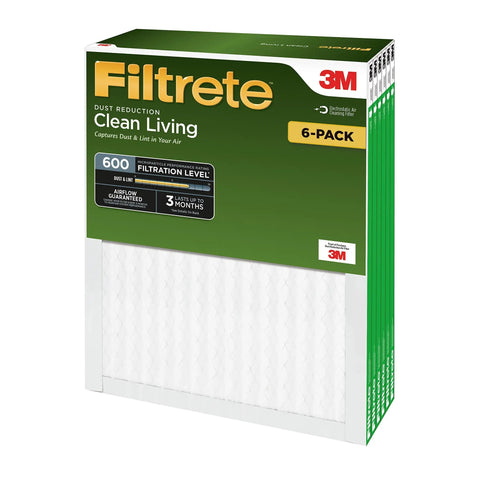 Clean Living Dust Reduction Air Filter For AC And Furnace MPR 600 16 X 25 X 1 Inches 6 Pack Electrostatic Filtration box