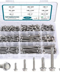 Self Drilling Screws Assortment Kit In 410 Stainless Steel, 370 Pieces DIY Friendly Self Tapping Hex Washer Head Screws