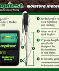 Soil Moisture Meter For Root Level Readings No Batteries Needed, features include corded probe and large display