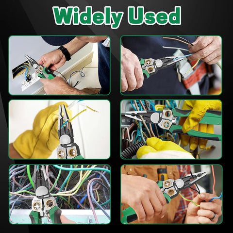 8 In 1 Wire Stripping And Cutting Tool With Voltage Tester Dual Alarm Needle Nose Pliers used in various maintenance tasks