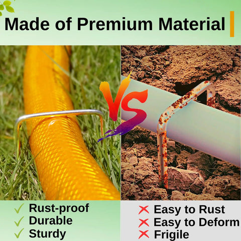 Heavy Duty 25 Piece 6 Inch Landscape Staples Galvanized Steel Stakes for Ground Cover Weed Barrier and Drip Irrigation Tubing