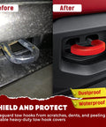 Chevy Silverado 1500 Tow Hook Cover Front Hitch Cap Red Hot For 2007 2024 Silverado 1500 Trucks Tow Hitch Cover And Rear Hitch Cover Rugged Exterior Accessories With Custom Style before and after installation
