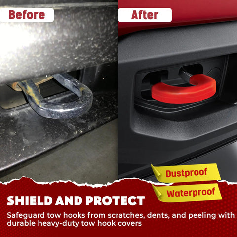 Chevy Silverado 1500 Tow Hook Cover Front Hitch Cap Red Hot For 2007 2024 Silverado 1500 Trucks Tow Hitch Cover And Rear Hitch Cover Rugged Exterior Accessories With Custom Style before and after installation