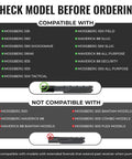 Compatibility chart for Side Saddle Shotgun Shell Holder V2 6-Shell Pouch showing compatible and non-compatible Mossberg models
