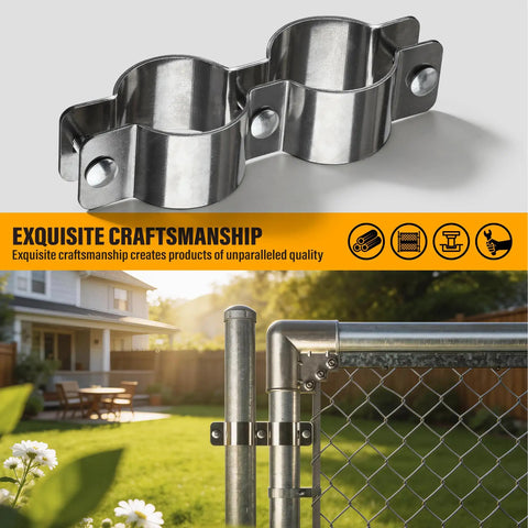 Beefy Heavy Duty 304 Stainless Steel Chain Link Fence Panel Clamps Saddle Clamp Set for Two and Three Eighths Inch Posts
