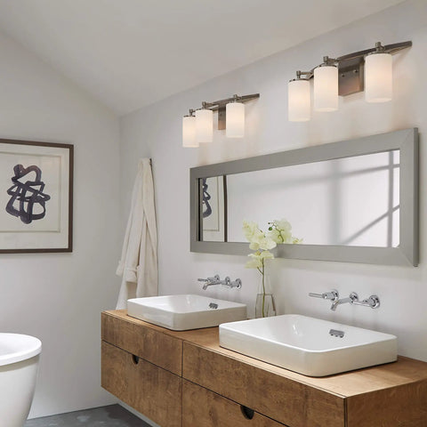 Alturas Three Light Wall And Bath Vanity Light In Brushed Nickel Finish for modern bathrooms above mirror, 300W, 22in wide