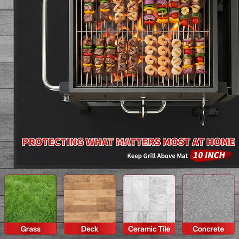Under Grill Mat For Outdoor Grills Large 60 By 40 Inches Double Sided Fireproof Pad Below Grill with Food Cooking