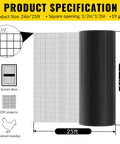 Black PVC Coated Hardware Cloth Wire Mesh 24 Inch By 25 Foot One Half Inch Opening 19 Gauge Heavy Duty Galvanized Inside With PVC Outside Coating For Chicken Coop Fence Animal Control Gutter Guard And Home Improvement in product specification image showing roll dimension and use cases