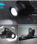 USB Rechargeable LED Headlamp With 90,000 Lumen XHP70 LED, 5 Modes, Zoomable Beam, Waterproof design with adjustable strap