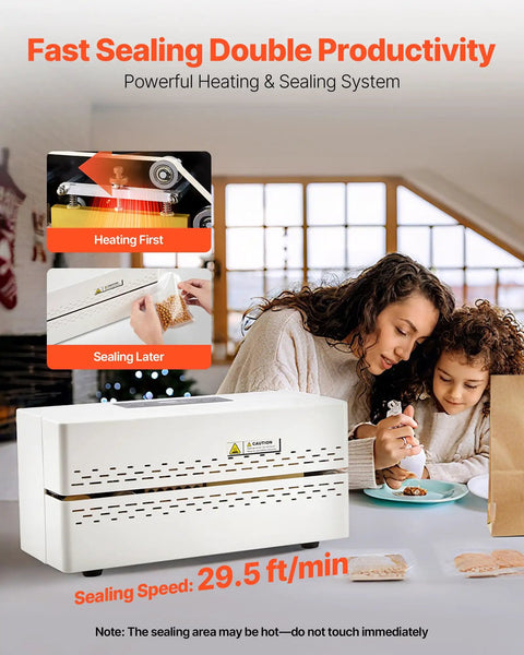 Automatic Continuous Band Sealer For Plastic Bags 0.32 To 0.47 Inch Seal Width With Digital Temperature Control and fast heat sealing