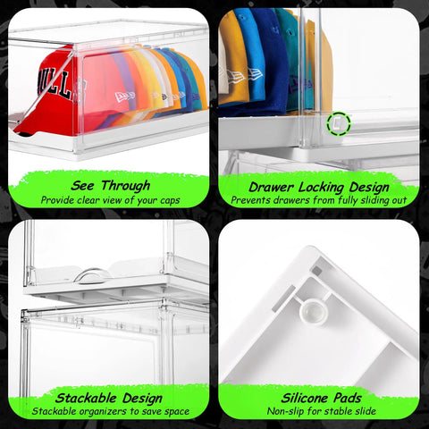 Stackable Hat Organizer Rack With Smooth Sliding Tray Keep Your Favorite Baseball Caps And Beanies Legit Tidy In This No Sweat 2 Pack For Cabinet Shelves