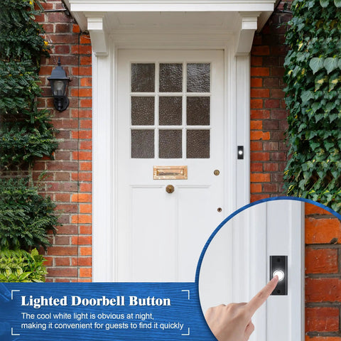 Two Pack Lighted Doorbell Button Replacement Kit Plug And Play Wired Doorbell Button with white light and silver finish