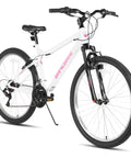 26 Inch Mountain Bike For Women And Men With 18 Speed Steel Frame And Suspension Fork V Brakes All Terrain MTB Bicycle For Trail Riding White