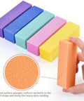 Professional Nail File Kit With Six 100 To 180 Grit Nail Files And Six Buffer Blocks, colorful buffer blocks in hand