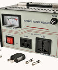 AR 4000 Voltage Transformer 110V to 220V Step Up Down Converter CE Certified 4000 Watt Stabilizer front view with plugs