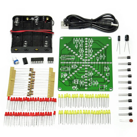 LED Flowing Light Soldering Practice Board PCB DIY Kit EK1874 With Exploding Water Lamp Effect, components layout