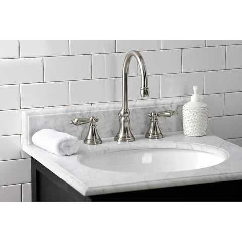 Governor Widespread Lavatory Faucet With Brass Pop Up And Metal Lever Handle In Brushed Nickel 8 Inch Spread Quarter Turn Ceramic Cartridge