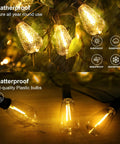 Super Chill Waterproof Solar String Lights Outdoor Fifty Ft Long With 25 Dimmable Shatterproof Vintage Bulbs Remote Controlled
