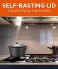 2 Qt Preseasoned Cast Iron Saucepan With Lid And Built In Handles Induction Ready On Stove with Steam