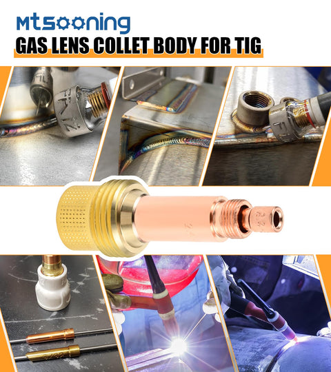 Pro TIG Welding Consumables Kit For WP Torches Includes Five Gas Lens Collet Bodies And Ten Copper Collet Tips collage