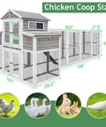 Ultra Spacious Outdoor Chicken Coop 82 Inch Hen House with sizing details for 3-4 chickens showcasing the durable construction