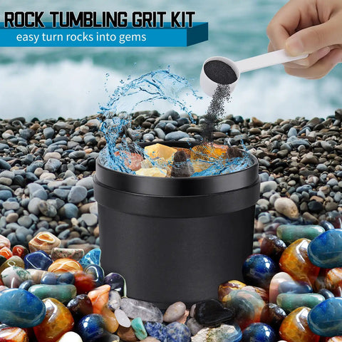 Rock Tumbler Grit Set Complete 5 Step Polishing Kit With Coarse To Final Grits Plus Upgrade Beads Brightener And Color Lifting Media