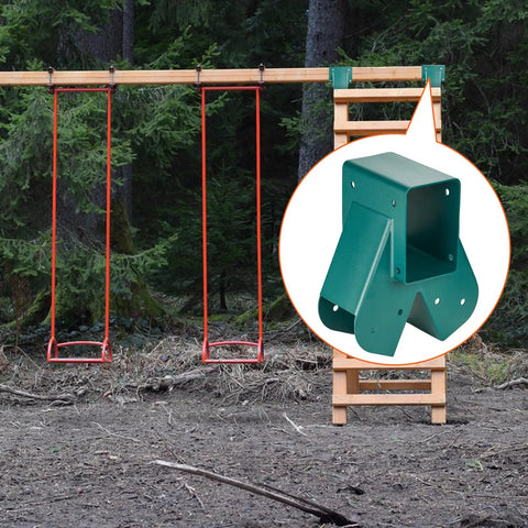 Heavy Duty A Frame Swing Set Brackets Kit For 4x4 Posts And 4x6 Beams With Mounting Hardware, DIY Swing Frame Brackets, Wobble Free Stability, Carbon Steel, Green Finish