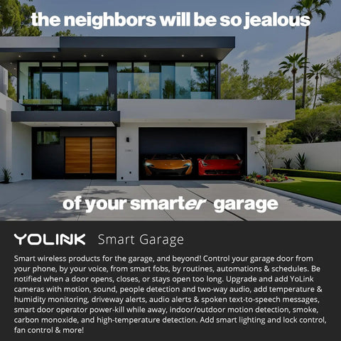 Modern house with double garage showcasing smart features for wireless control using Worlds Longest Range Garage Door Controller.