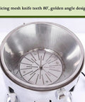 Juicing mesh knife teeth design with 80° angle in stainless steel for Heavy Duty Commercial Citrus Juicer Machine 370W Electric High Speed Extractor 2800 RPM.
