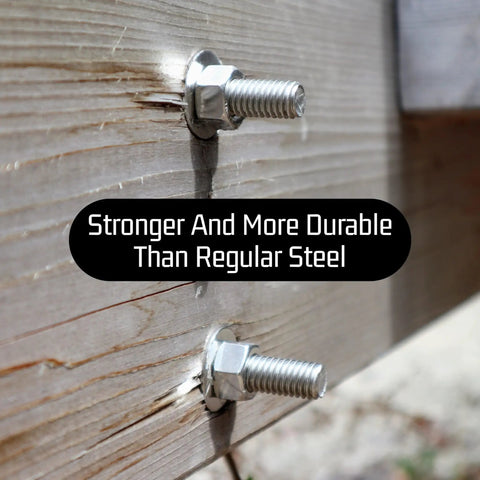 Bolts with 100 Pack Stainless Flat Washers 3/8 Inch ID By 7/8 Inch OD Heavy Duty 304 Stainless in wooden beam