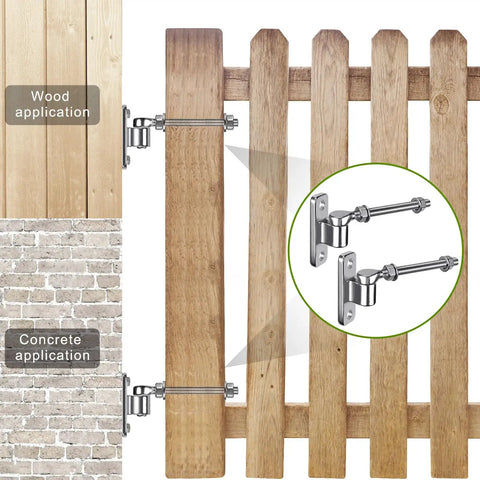 6 Inch J Bolt Gate Hinge And Wall Mount Hinge 2 Pack, Heavy Duty 304 Stainless Steel, One Piece No Weld Design, Ideal For Farm Fence Garden Metal Gates, Load Capacity Up To 500 Lb., wood gate application