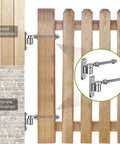 Hecka Sturdy 10 Inch J Bolt Gate Hinges Wall Mount Two Pack showing wood and concrete applications for durability.