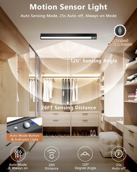 Rechargeable Motion Sensor Ceiling Light With 500 Lumen LED No Fuss Easy Install Full Metal Battery Powered Closet Light 3 Color Temperature Dimmable Remote And Timer Magnetic Cordless Mount For Shower Hallway Garage Pantry Black installed in closet
