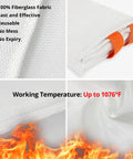Must Have Emergency Fire Blanket For Home And Kitchen Two Pack 40 By 40 Inches Grab And Go Ready Flame Suppression Fiberglass Blankets with temperature details