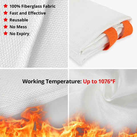 Detailed view of Emergency Fire Blanket 4 Pack 40 By 40 Inches Fiberglass Fire Blankets for home safety and high temperature use.