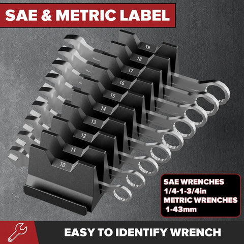 40 Piece Modular Wrench Organizer Set For Drawer Storage With Metric And SAE Labels Wrench Rack Holder Keeps Wrenches Neat