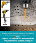 Upgraded Masonry Drill Bit Set 3/16 To 3/8 Inch Serrated Carbide Bits in use on concrete with drilling tools visible.