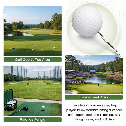 Four Pack Plastic Golf Tee Markers For Golf Course White Tee Box Markers with tee area images