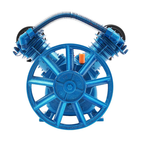 Heavy Duty 3HP Air Compressor Head Pump With Twin Cylinder Motor And Belt Drive. 115 PSI Discharge Pressure For Portable Tool Projects. Cast Iron Construction Ensures Durability And Smooth, Quiet Operation. Includes Two Air Filters And Silencers For Peak