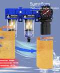 Go To Half Inch NPT Air Dryer System with Filter Dryer for Air Compressors showing filter cartridges and two-stage filtration.