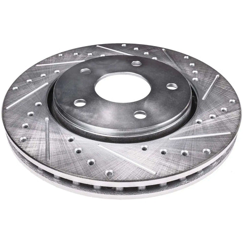4x4 Front Brake Kit For 2000 2001 Dodge Ram 1500 With Drilled And Slotted Disc Brake Rotors Replacement Set shown close-up